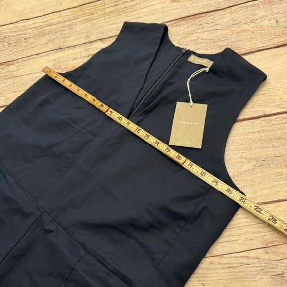 Everlane The Structured Cotton Jumpsuit V-Neck Navy Blue Women's Size 16 NEW - Picture 8 of 10